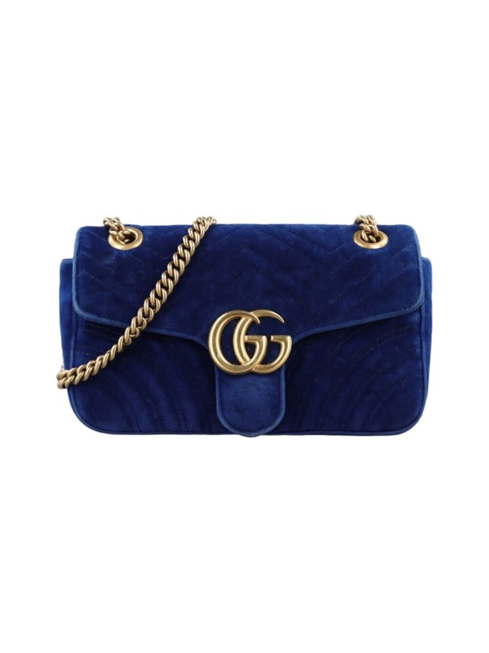 Gucci GG Marmont Blue Velour Messenger